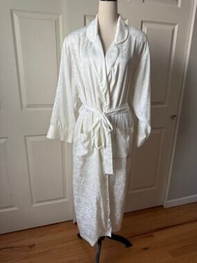 Victoria’s‎ Secret Gold Label White Satin Brocade Robe Midi Bridal Loungewear M